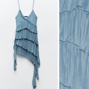 ZARA pleated asymmetric short dress